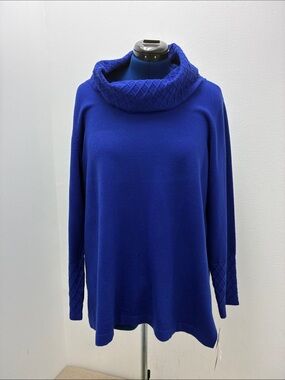 JM Collection Cowl Neck Sweater in Royal Blue